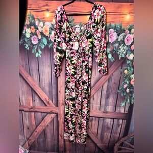 Roxy Black Floral Maxi Dress